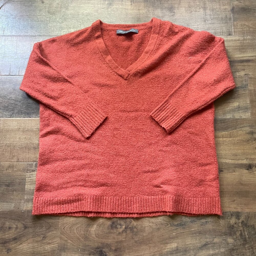French Connection Rust Red V-Neck Sweater – Size Small